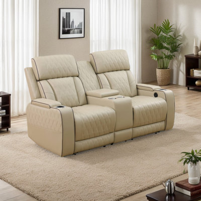 Causeuse inclinable en cuir avec console Faydra
