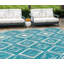 Tapis extérieur bleu sarcelle et ivoire lavable 10 pi x 14 pi bleu sarcelle et ivoire