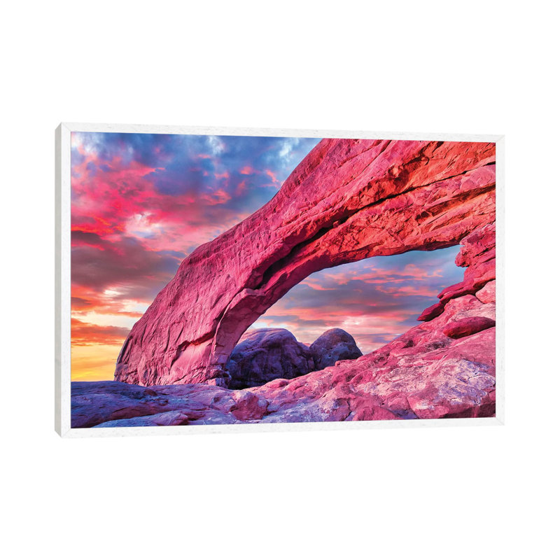 Moab Arch by Mark Paulda - Print on Canvas, White Floater Framed, 45.72cm H x 66.04cm W x 3.81cm D