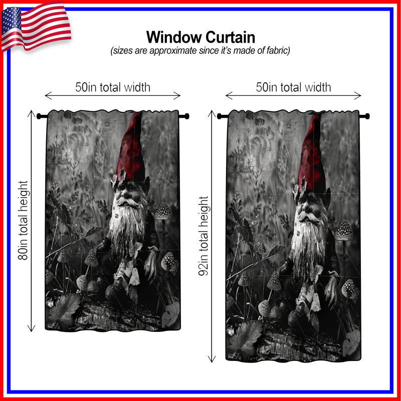 Rideaux de fenêtre Gnome, 50 po x 92 po - 1 panneau, Transparent
