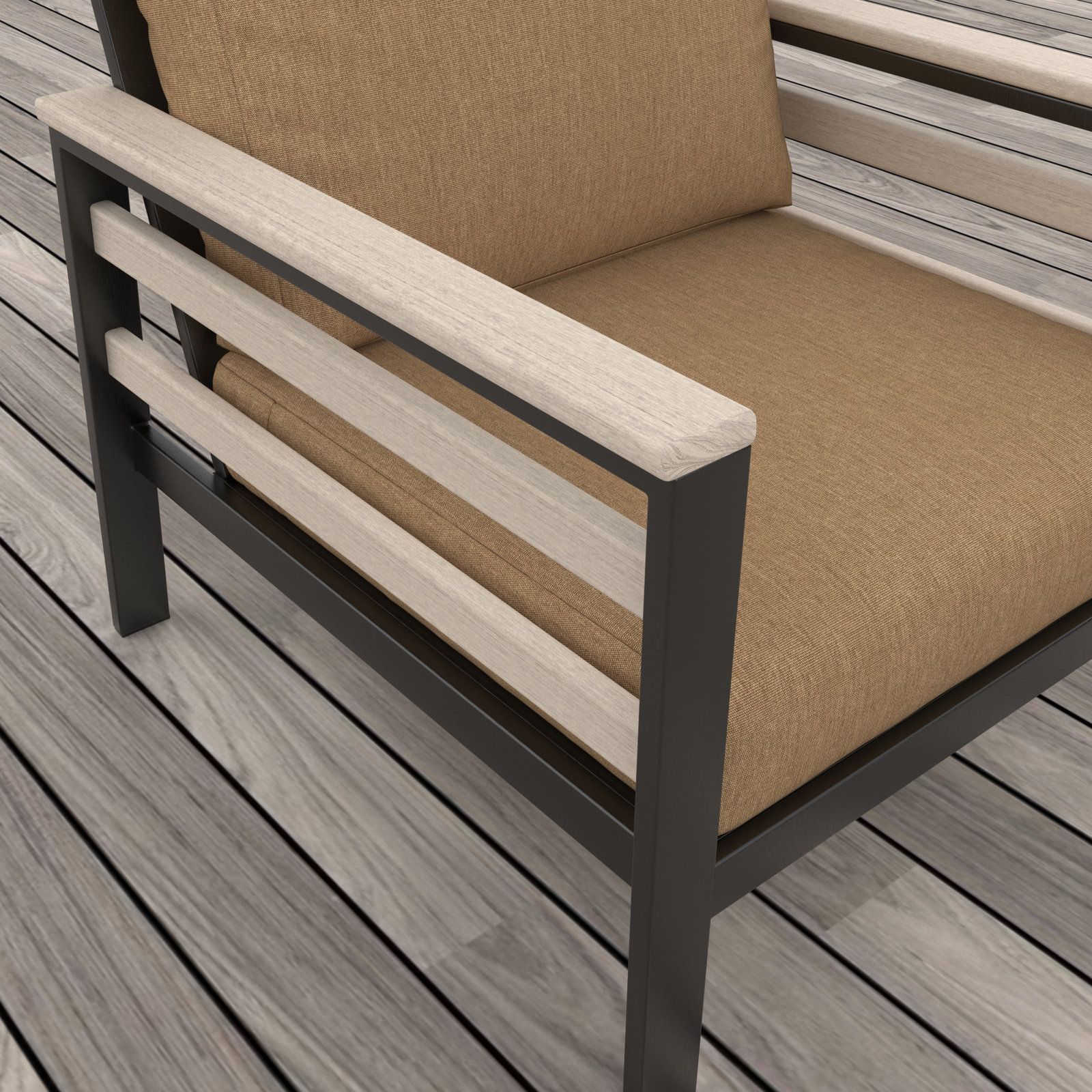 Townsend Sunbrella® Patio Lounge Chair, White, Sunbrella Cavnas Heather Beige