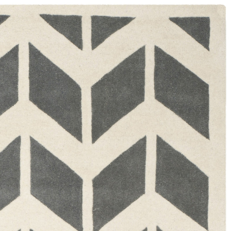 Chatham Easton 36" Dark Grey Ivory Hand-Tufted Square Wool Rug