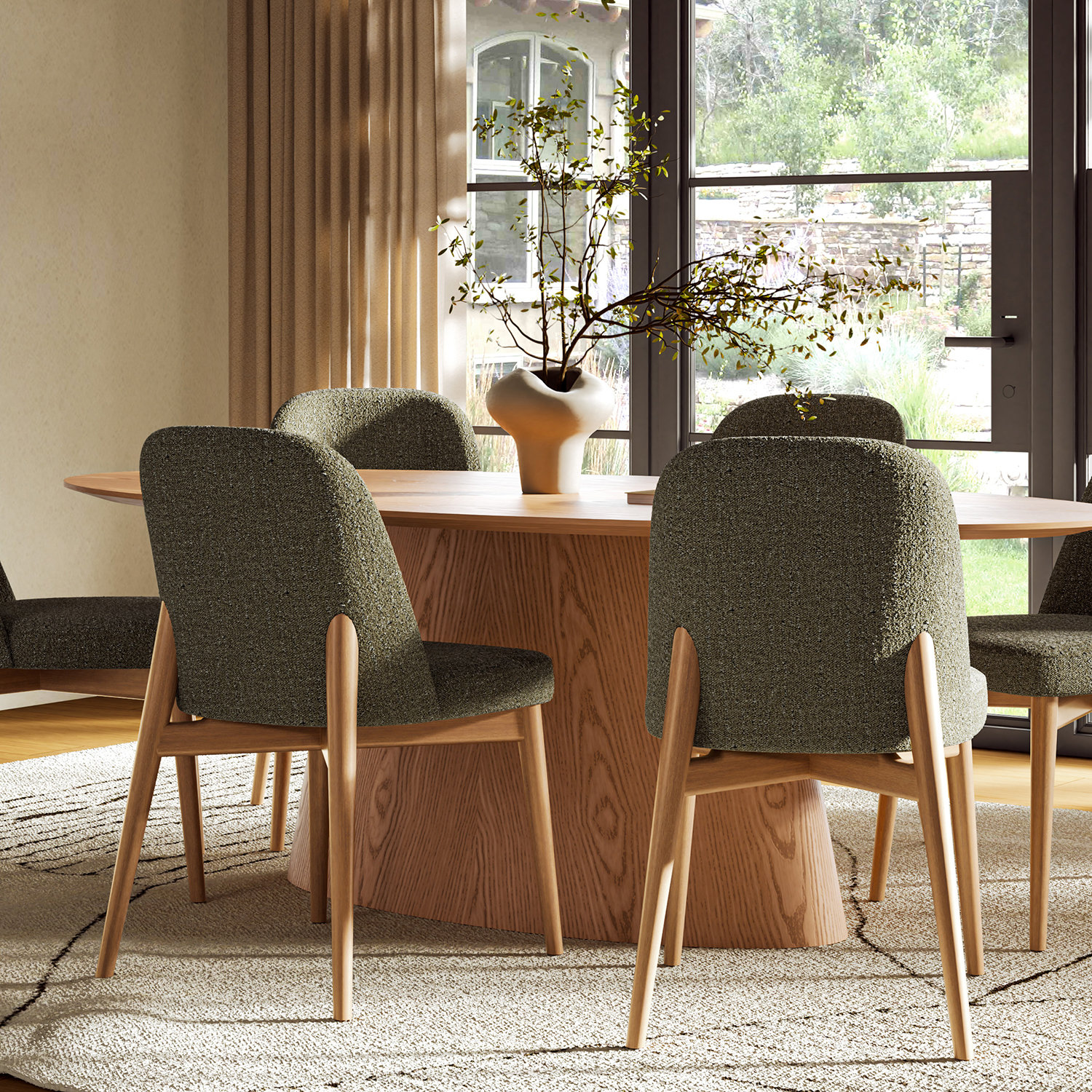 Nisrine 86" Oak Dining Table, Natural