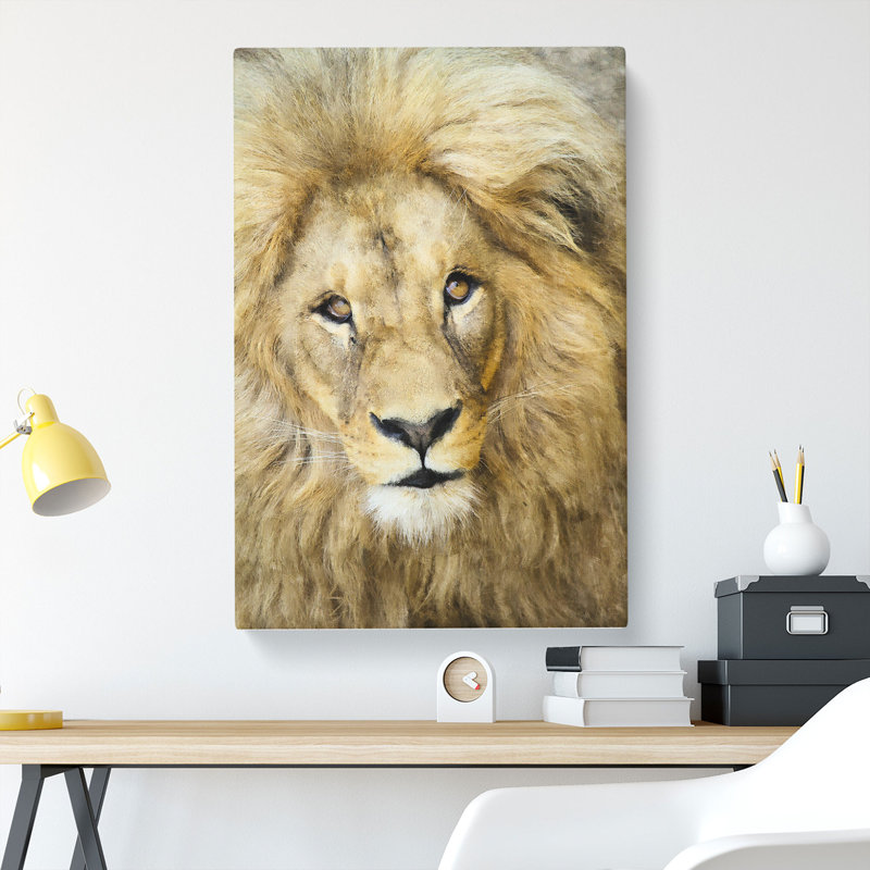 The Face Of A Lion - Wrapped Canvas, 91cm H x 60cm W x 3cm D
