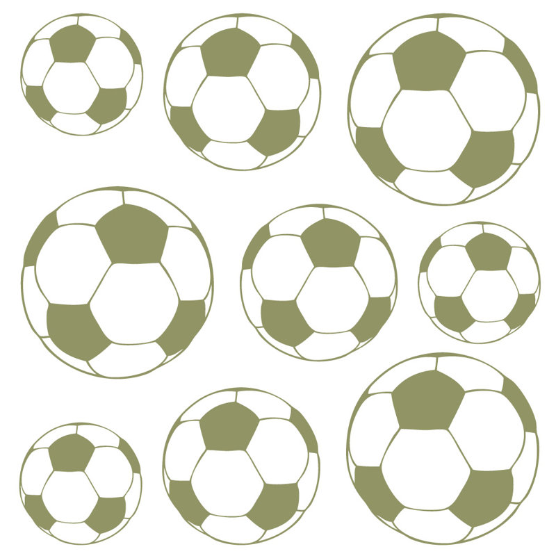 Adhésif décoratif ballons de soccer, H 20 po x l 20 po x P 0,01 po, Olive