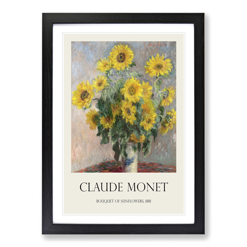 Bouquet of Sunflowers by Pierre-Auguste Renoir - Picture Frame Art Prints, 36cm H x 27cm W x 2cm D, Black