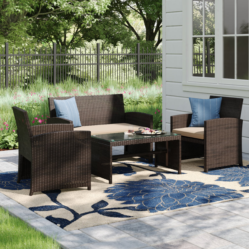 Chaise en rotin 4 pièces Cludia