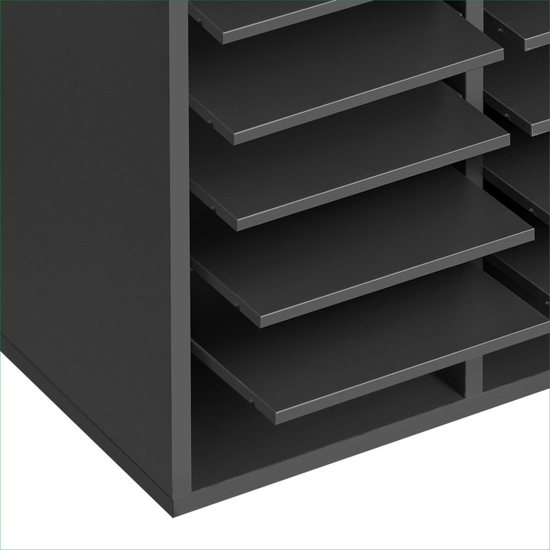 Organisateur de documents à compartiments, panneau de particules gris doux, 24 compartiments réglables pour le rangement de documents de bureau, de maison et de classe