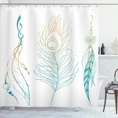 Feather and Peacock Tail Decor Single Shower Curtain -  Ambesonne, sc_20242