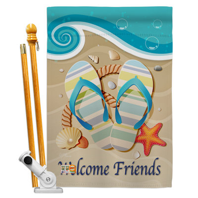 Style décoratif vertical 40 x 28 po en polyester à 2 côtés "friends ensoleillé" dans le soleil ensemble de drapeau
