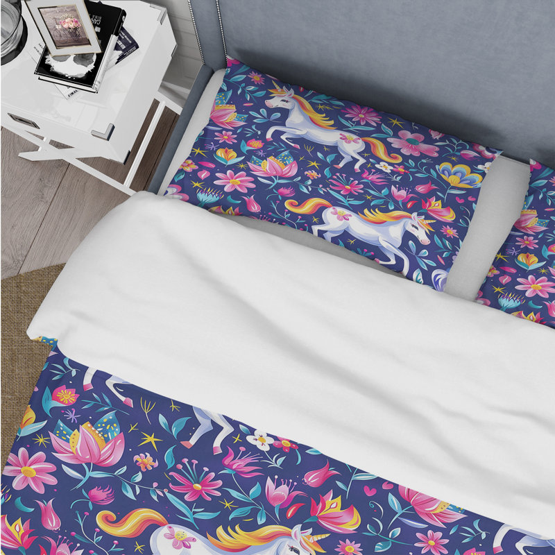 Ensemble de housse de couette rose et jaune pour enfants, Housse de couette simple + 2 taies décoratives st