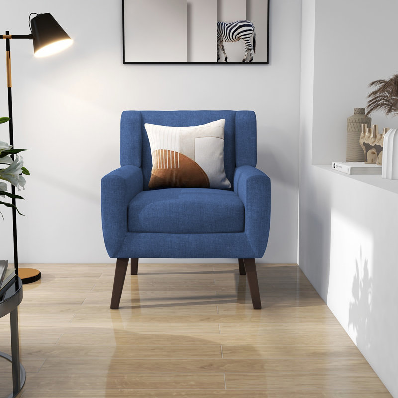 Jaqueze 73.4 Cm Wide Tufted Armchair, Blue Linen Blend