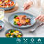 16-Piece Blue & Brown Rimmed Dinnerware Set for 4, Ceramic Plates & Pasta Bowls, Artistic Two-Tone Design-1513208709