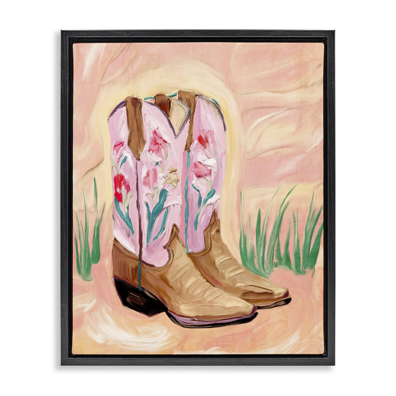 Cadre flottant à motif floral rose, par Kim Allen, Cadre flottant noir de jais, H 21 po x l 17 po