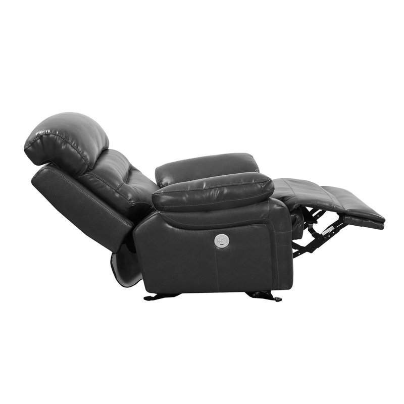 Ozbourn Faux Leather Recliner, Gray Faux Leather, Power