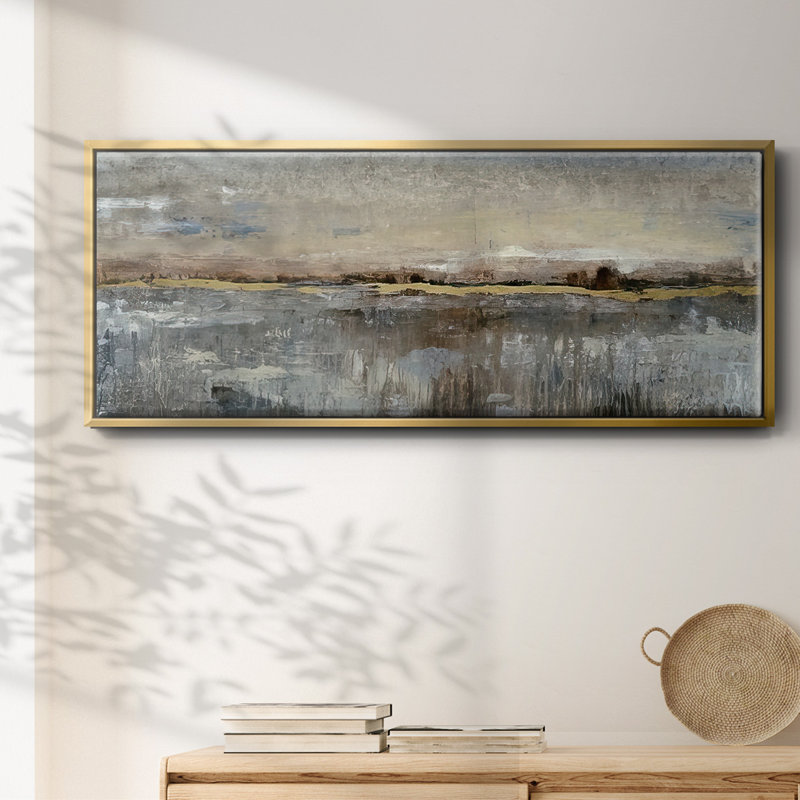 Abstract Marsh- Framed Canvas, 20" H x 50" W