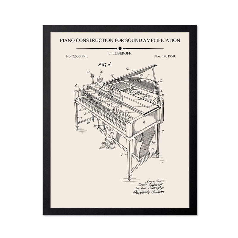 Piano, plan n ° 1, Black Framed, Poster, 12"H x 16"W