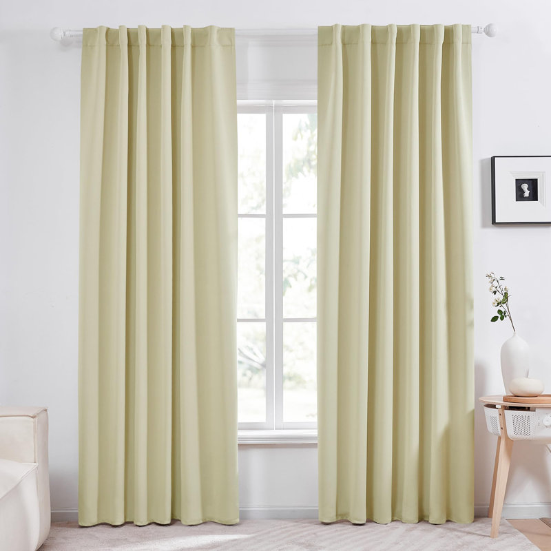 Cherlin Room Darkening Curtain Pair, 52" W x 95" L, Beige