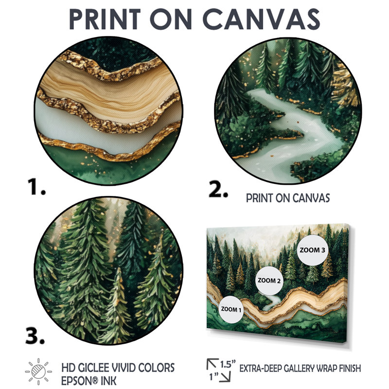 Paysage de forêt hivernale avec rivière en cristal I - forêt, art mural, H 24 po x l 32 po, Cadre flottant, Crème, crème