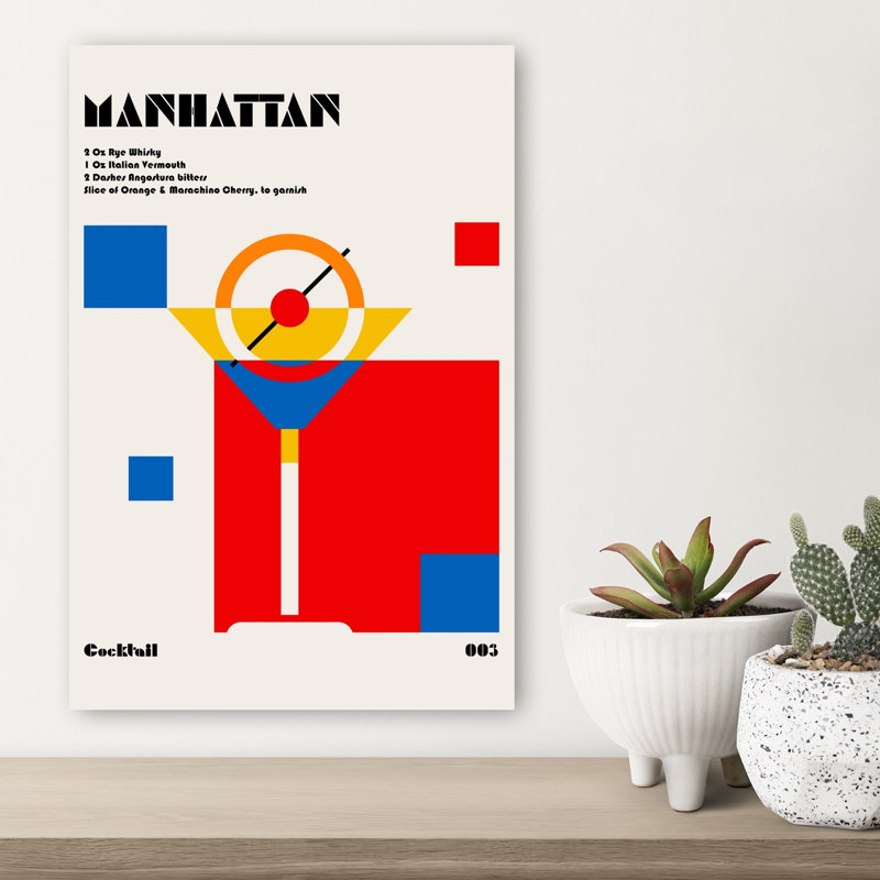 Manhattan Cocktail Abstract Abstract Vintage City Wall Art Print, 45.72cm H x 30.48cm W