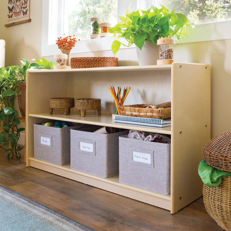 Rangement ouvert à 2 tablettes EdQ Essentials, H 24 po x l 13 po x P 42 po, Naturel