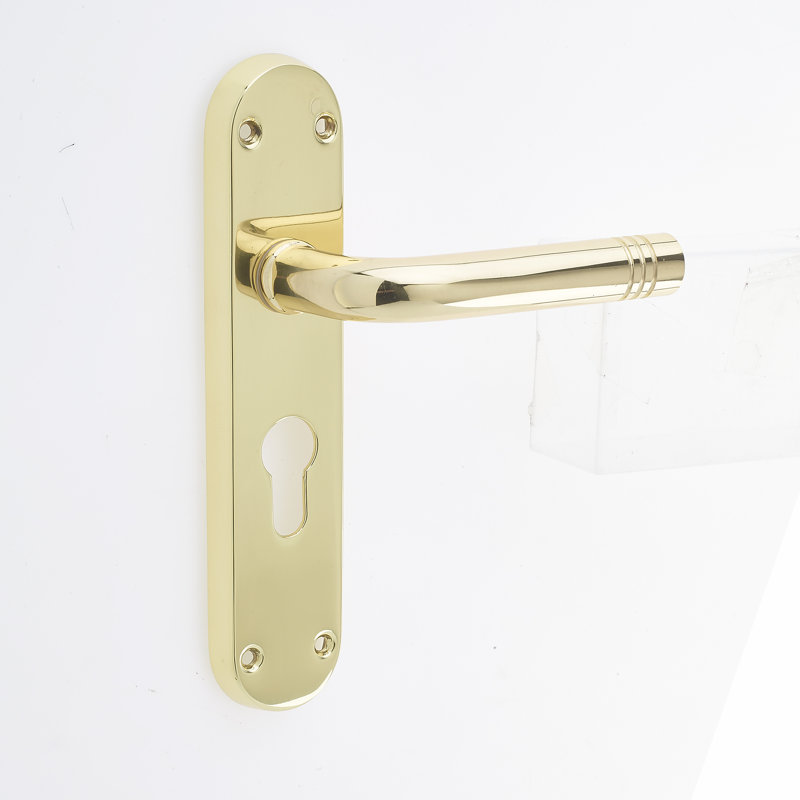 Porto Interior Mortise Door Handle, Polished Brass