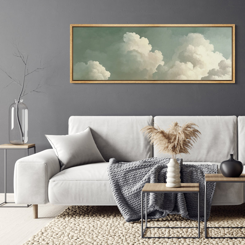 «Relaxing Calm Green Clouds», impression sur toile encadrée surdimensionnée, H 20 po x l 60 po, Naturel