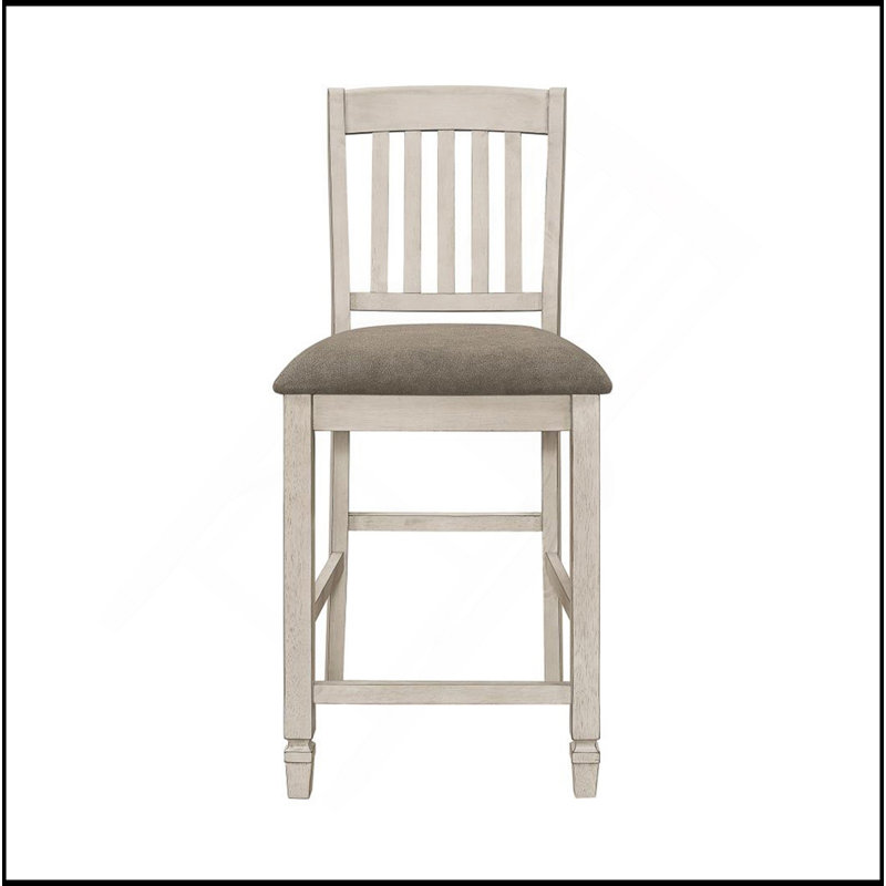 Ensemble de 2 chaises à hauteur de comptoir à lattes, fossile et crème rustique