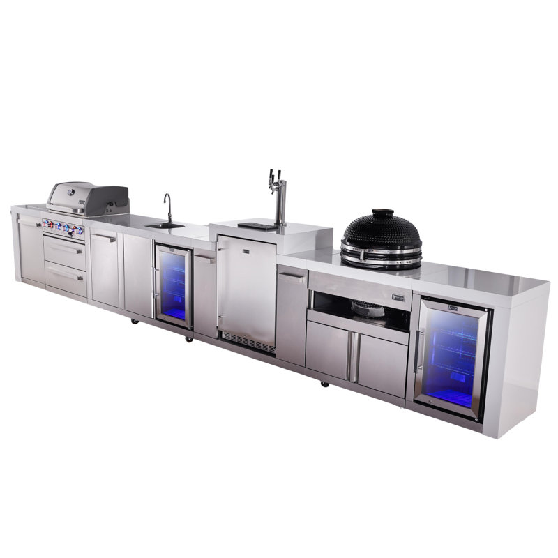 Îlot de cuisine de luxe à 4 brûleurs 226 po en acier inoxydable de Mont Monti
