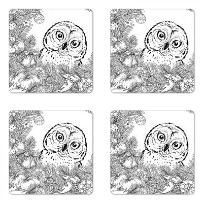 Sous-verre à imprimé hibou