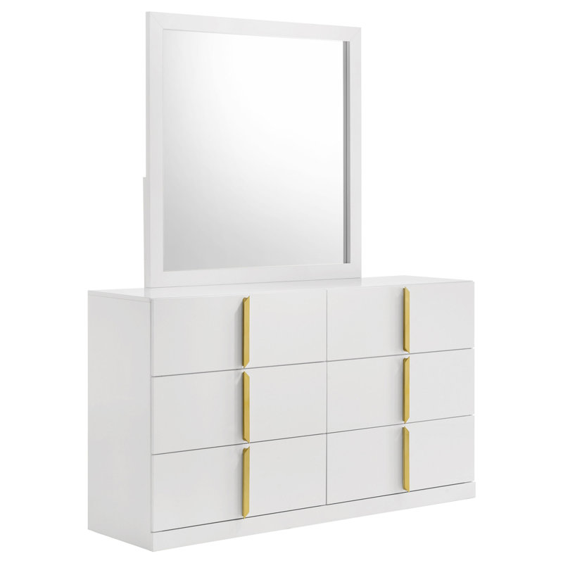 Commode 6 tiroirs avec miroir