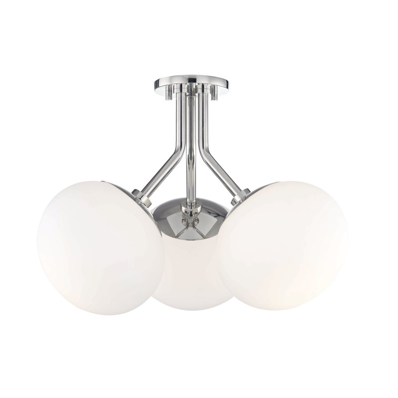 Plafonnier semi-encastré 19 po 3 lumières Alex, Nickel poli