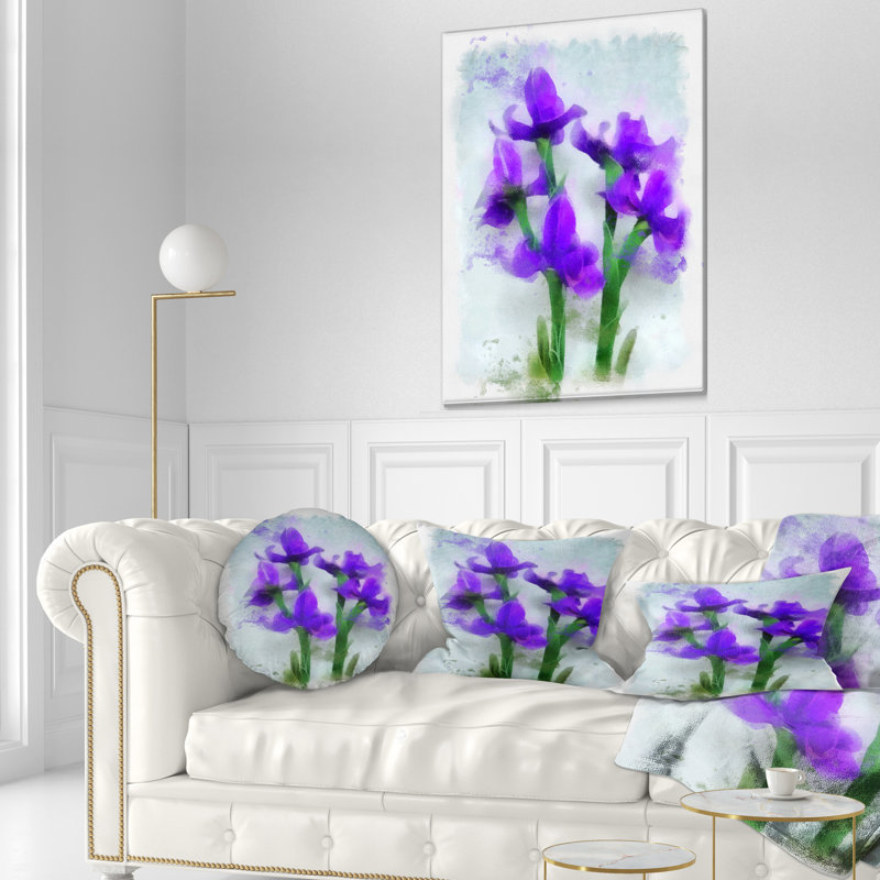 Coussin lombaire en aquarelle irises floral