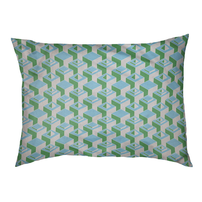 Coussin pour chien intérieur à motif skyscrapers Chen, Moyen (l 40 po x P 6,5 po x H 30 po), Sarcelle / Vert