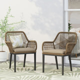 Faygrove Wicker Outdoor Dining Armchair with Cushion