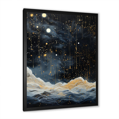 Abstrait or et constellation noire - collages abstraits, impressions sur toile