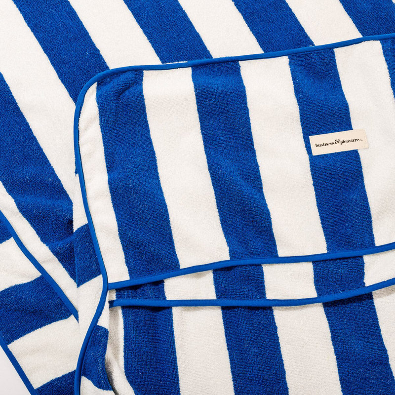 Lounger Towel, Crew Mediterranean Blue Stripe