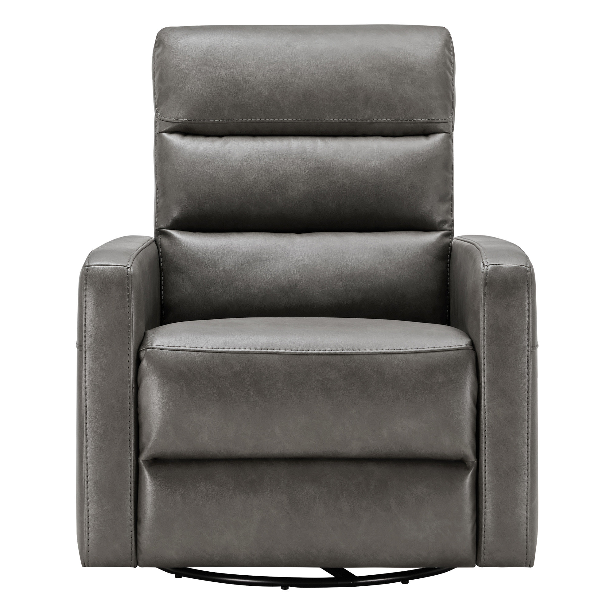 Mila Leather Rocking Swivel Power Recliner (Set of 2), Copley Pewter Vegan Leather