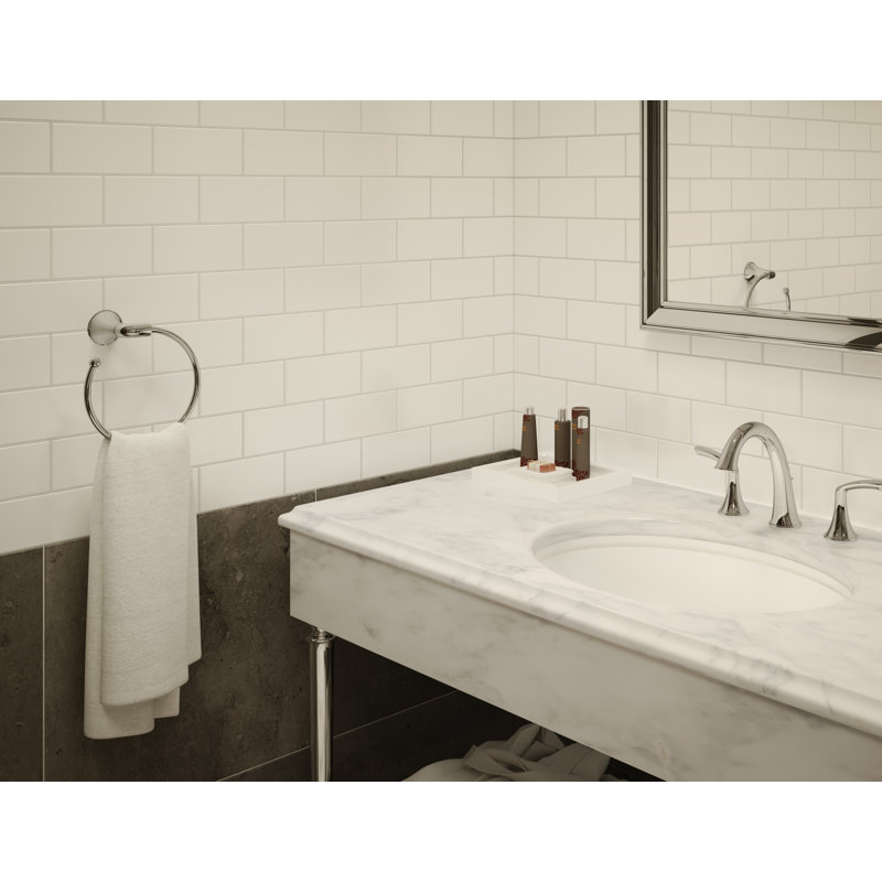 Elm 3 Piece Bath Hardware Set with Toilet Paper Holder, 18 in. Towel Bar, and Towel Ring, Polished Chrome