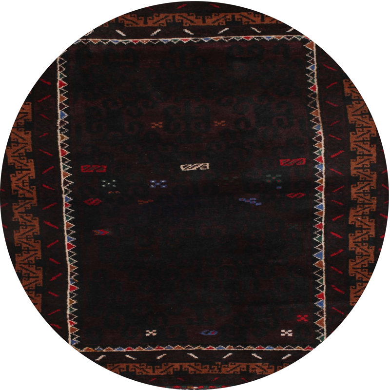 Tapis contemporain noir / brun, Rond 5 pi