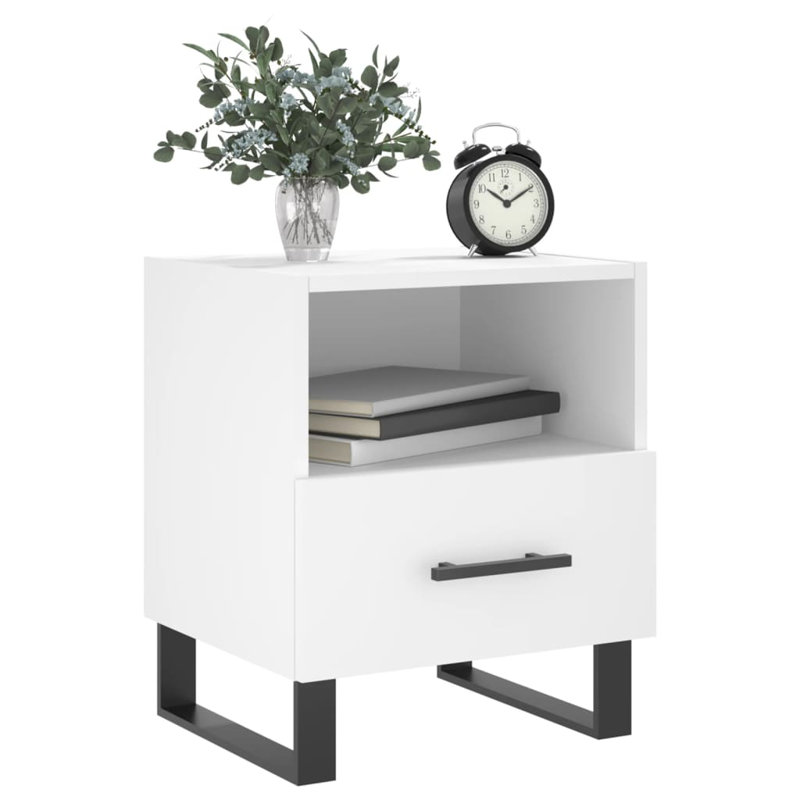 Vinny 40cm W Iron Bedside Table, White