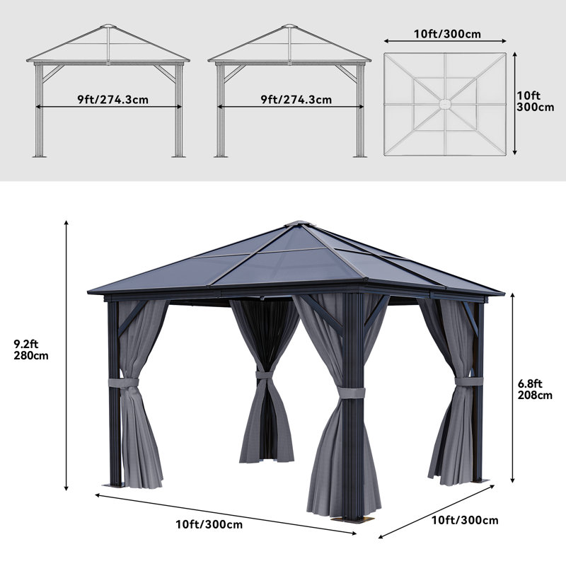 Pavillon de jardin en aluminium l 10 pi x P 10 pi