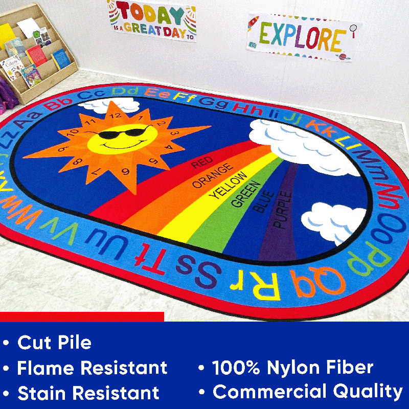 Tapis d'éveil circulaire KidCarpet.com « Le ciel est la limite », ovale, 122 x 183 cm, Ovale 4 pi x 6 pi