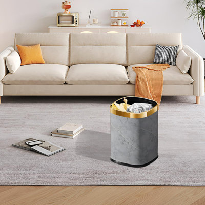 Metal+leather Open Waste Basket - 2.63 Gallons