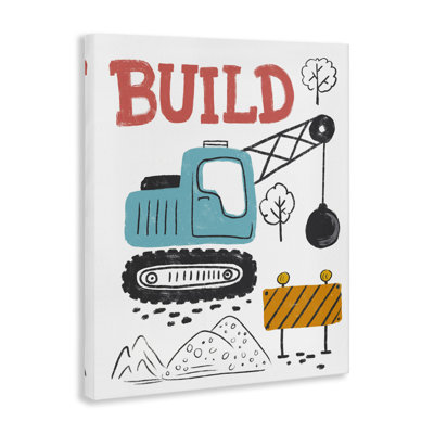 Construction Build Phrase Canvas Wall Art by Diane Labombarbe