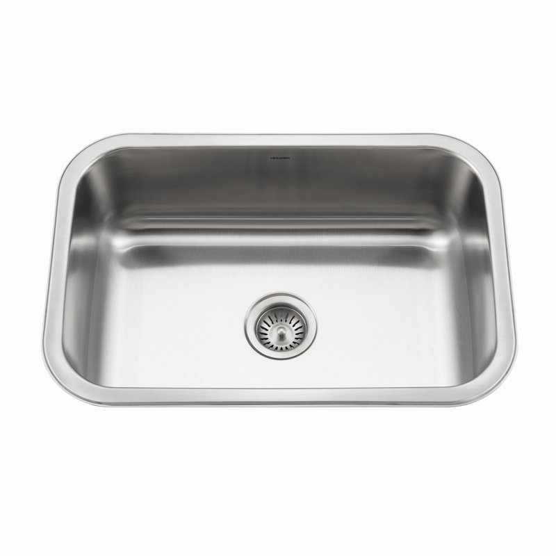 Évier de cuisine à cuve simple en acier inoxydable avec crépine et grille Houzer Belleo 27 pouces - BSS-2700