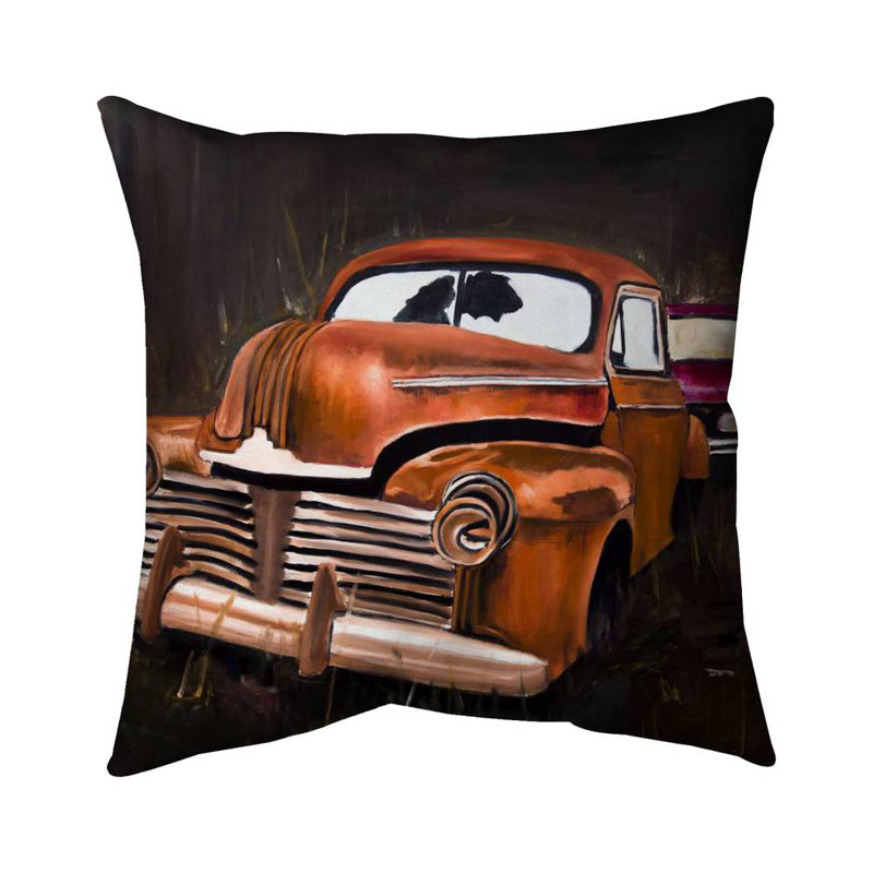 Old car crash - 18"x18" Throw pillow - Poly twill - Print on demand, 18"H x 18"W, Polyester