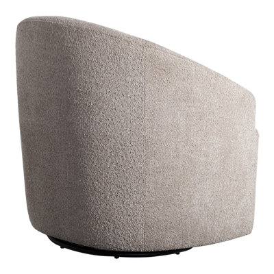 Chaise pivotante moderne à 360 degrés en tissu beige texturé - Fauteuil inclinable confortable