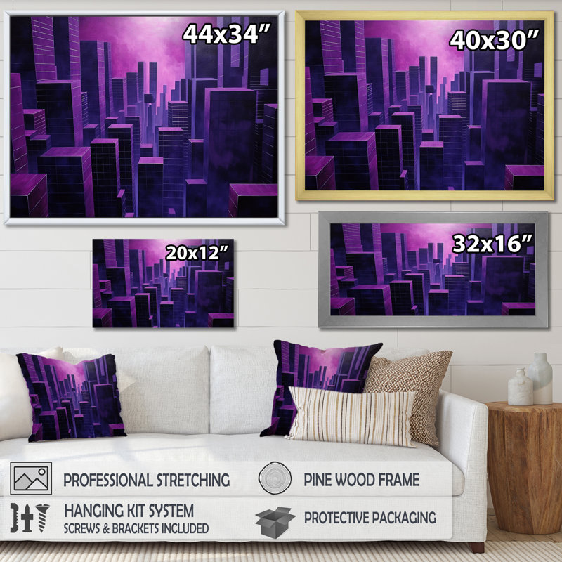 «Orchid Obsidian Sckycraper Horizon» sur toile, Toile tendue, H 30 po x l 40 po x P 1,5 po