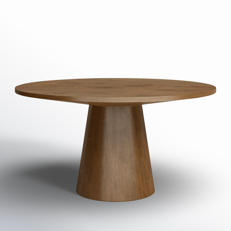 Andreacchio Pine Round Solid Wood Dining Table, Walnut